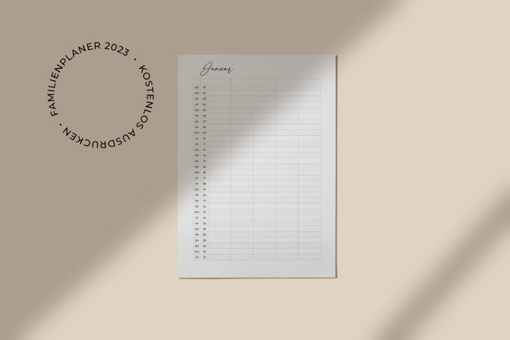 Familienkalender 2023 kostenlos ausdrucken
