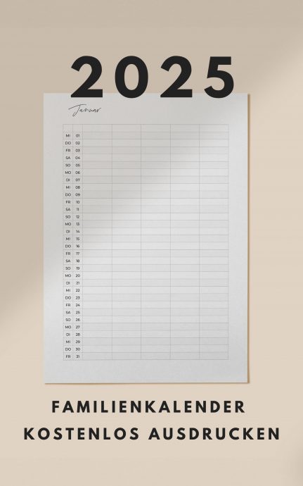 Familienkalender 2025 kostenlos ausdrucken