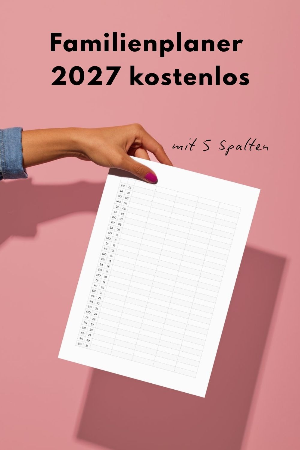 Familienkalender 2027 - kostenlos ausdrucken